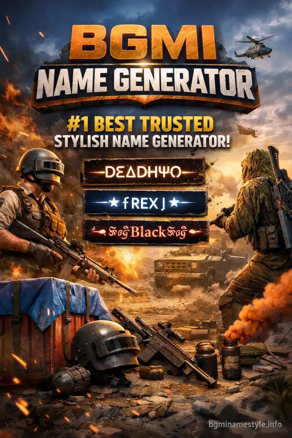 BGMI stylish name generator tool interface showing symbols and cool fonts